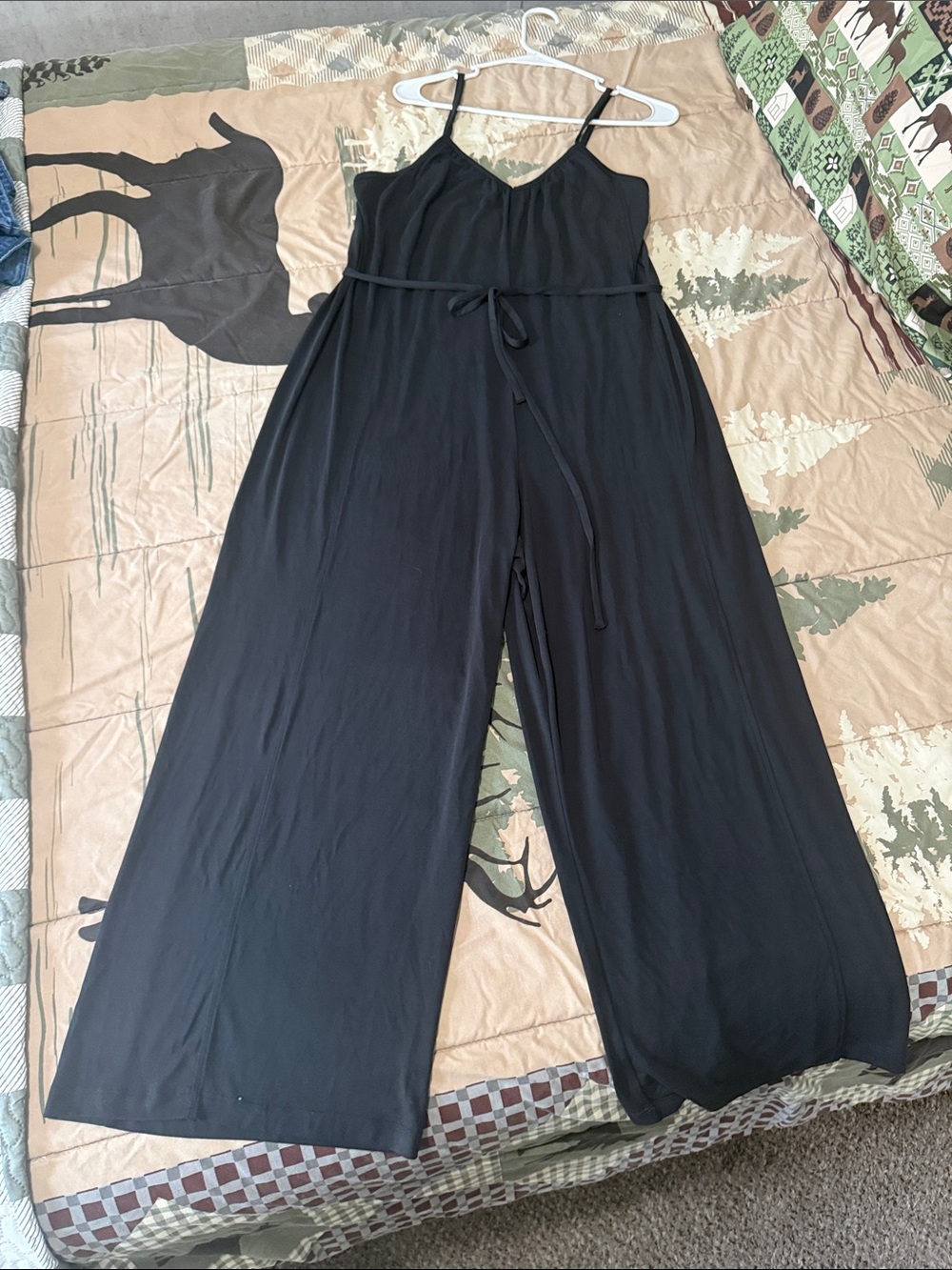 CALIA by Carrie Underwood Black Wide-Leg Jumpsuit with Tie Waist